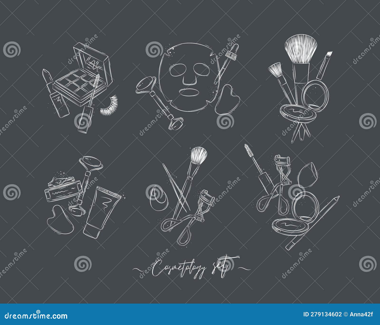 compositions of cosmetology tools grey