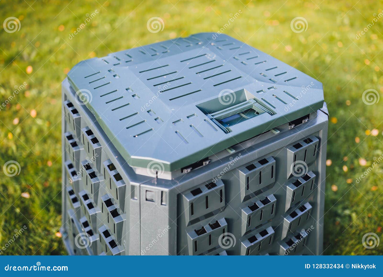 Compost Bin on Green Grass Background Stock Photo Image of landscape, grow 128332434