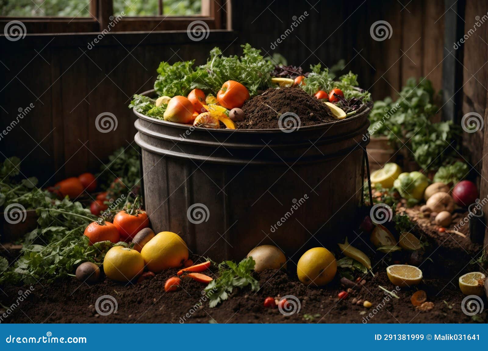 A Compost Bin With Various Kitchen Scraps Turning Into Nutrient Rich A Compost Bin With Various Kitchen Scraps Turning Into Nutrient Rich