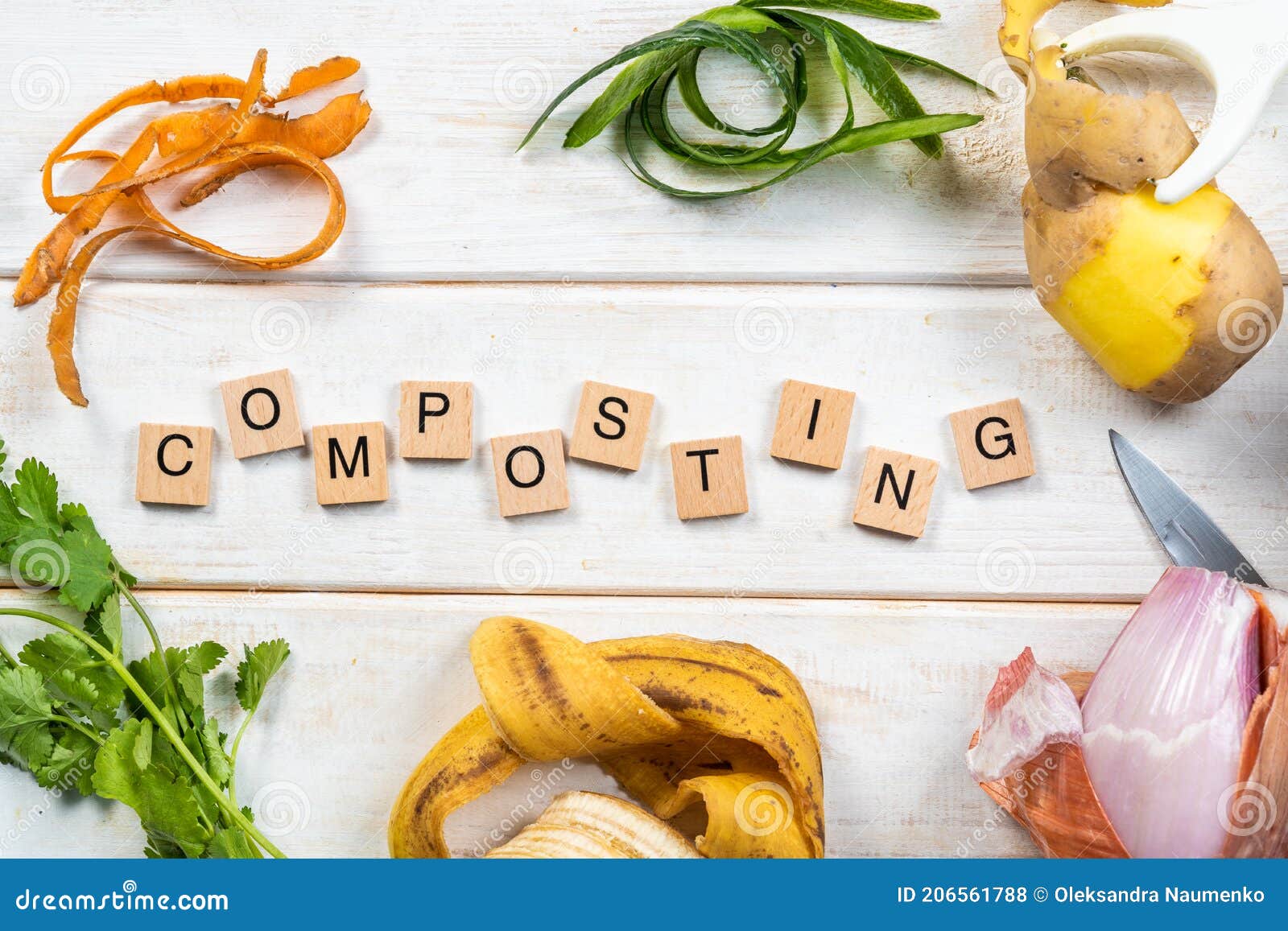 Composting Concept Kitchen Leftovers in Paper Bag Stock Photo Image