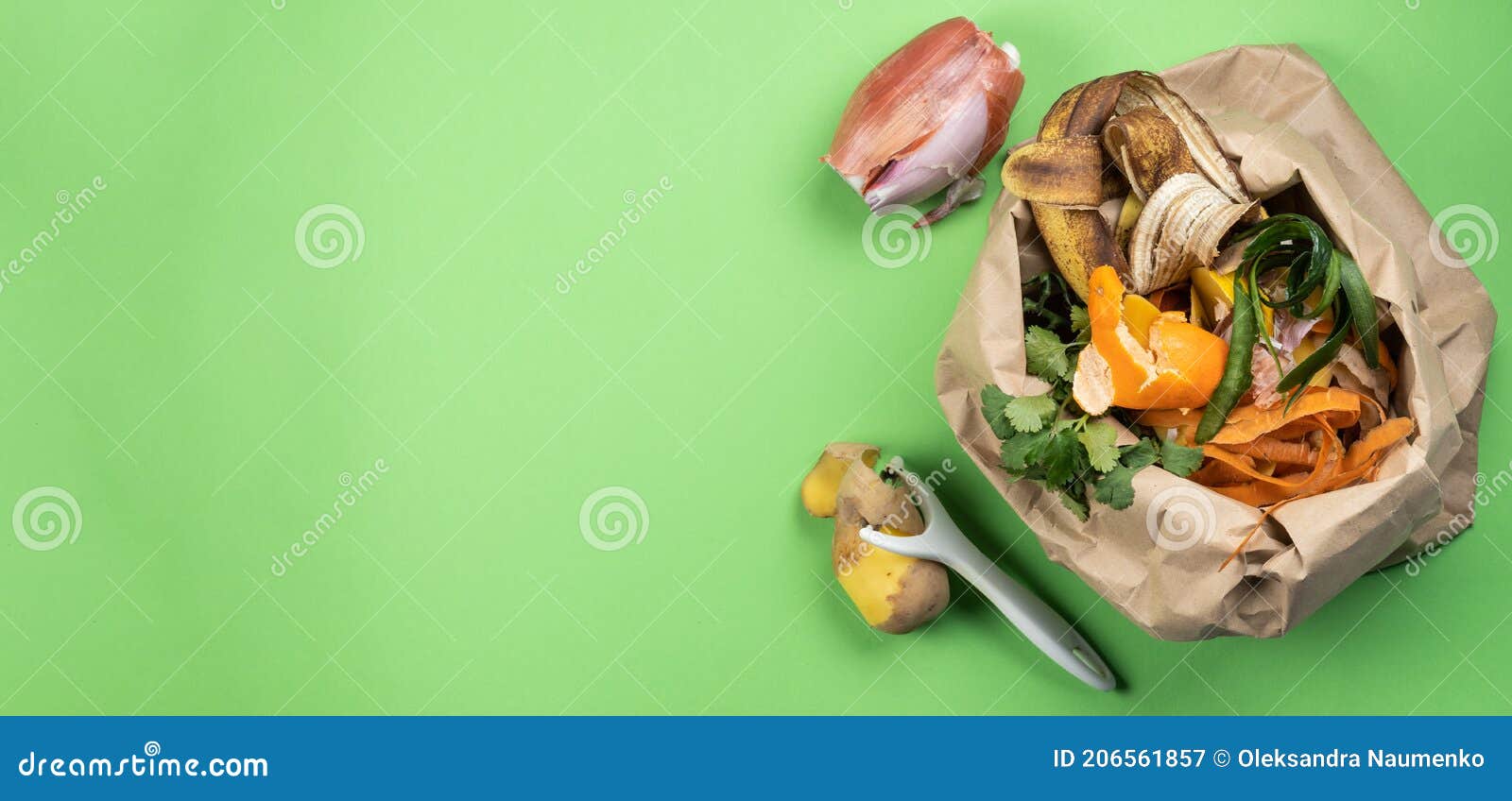 Composting Concept Kitchen Leftovers in Paper Bag Stock Image Image