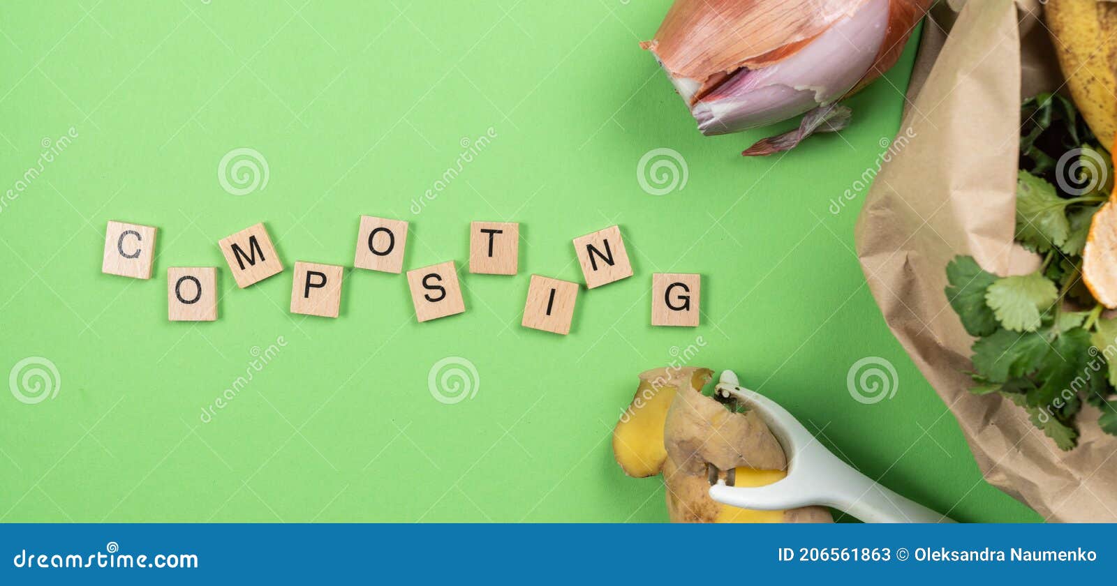Composting Concept Kitchen Leftovers in Paper Bag Stock Image Image