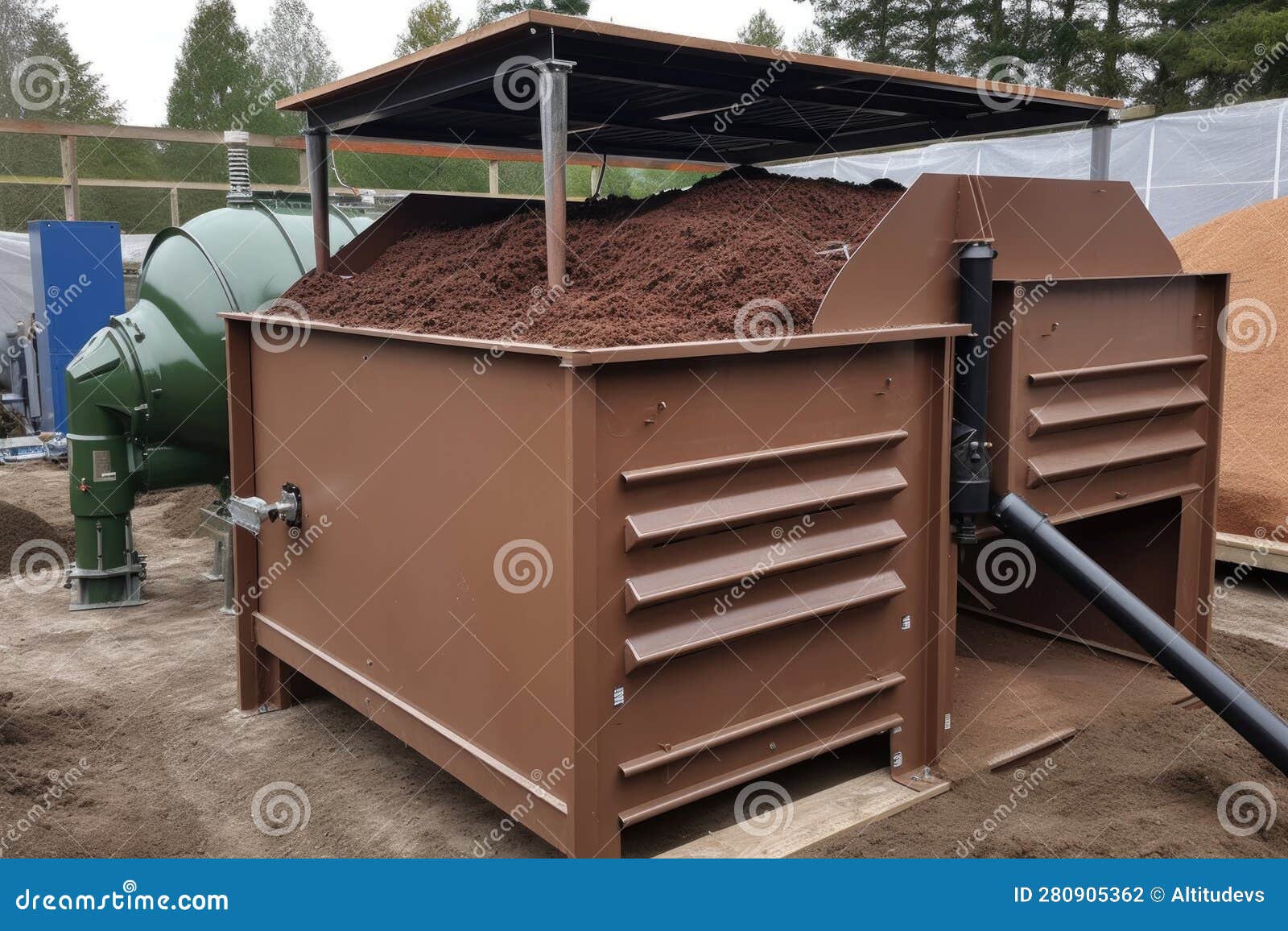 Composting System with Automatic Turner and Aeration Stock Illustration Illustration of system