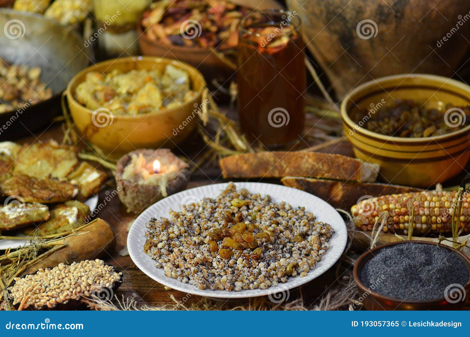 Compote Uzvar Drink from Dried Fruits and Honey. Sweet Wheat Kutia with ...