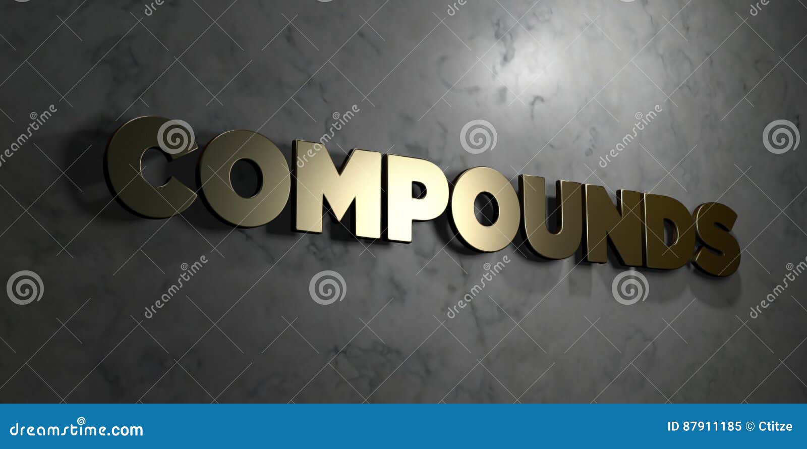 compounds - gold text on black background - 3d rendered royalty free stock picture