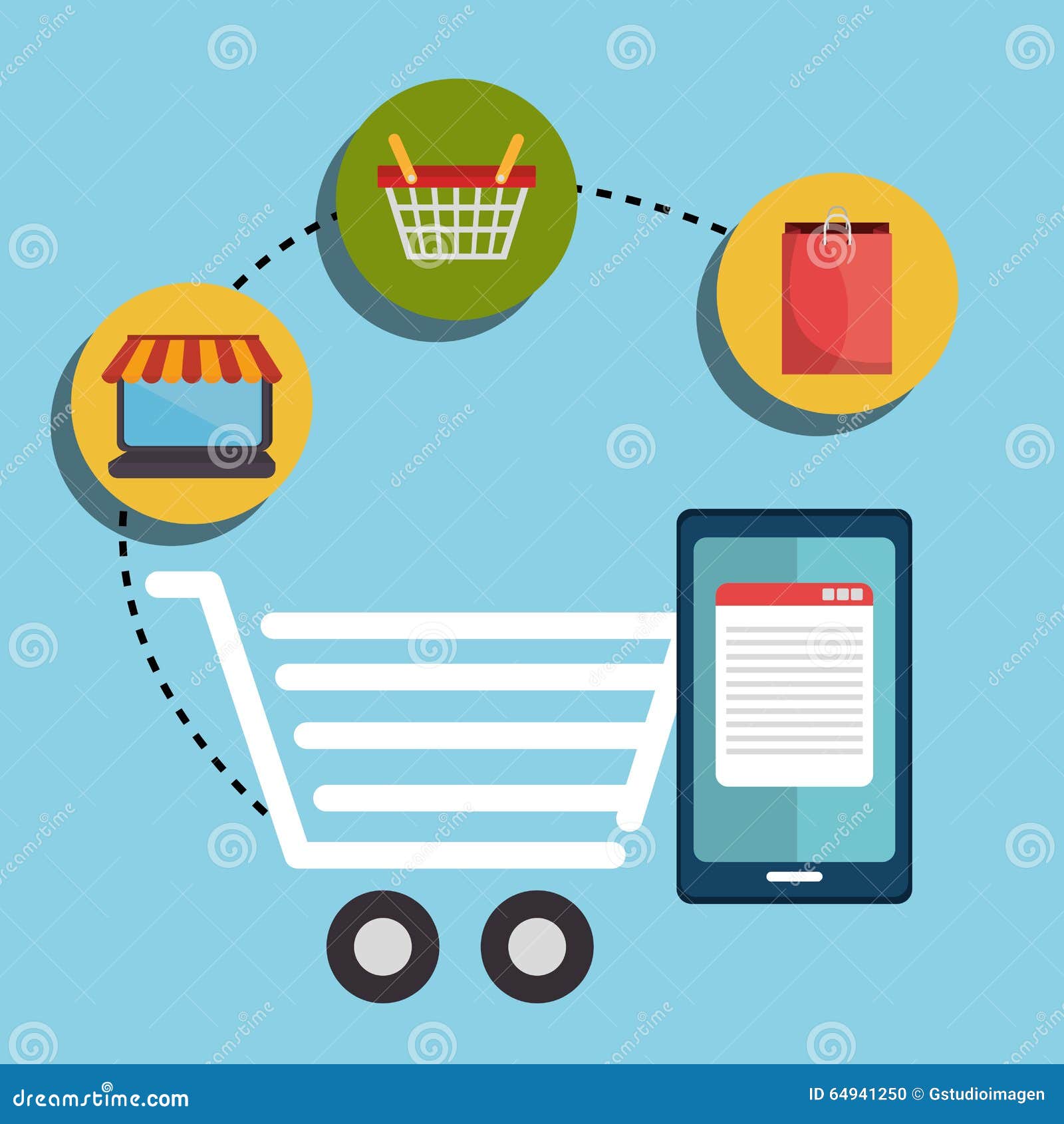 Compras, Ventas Y Comercio Electrónico Stock de ilustración