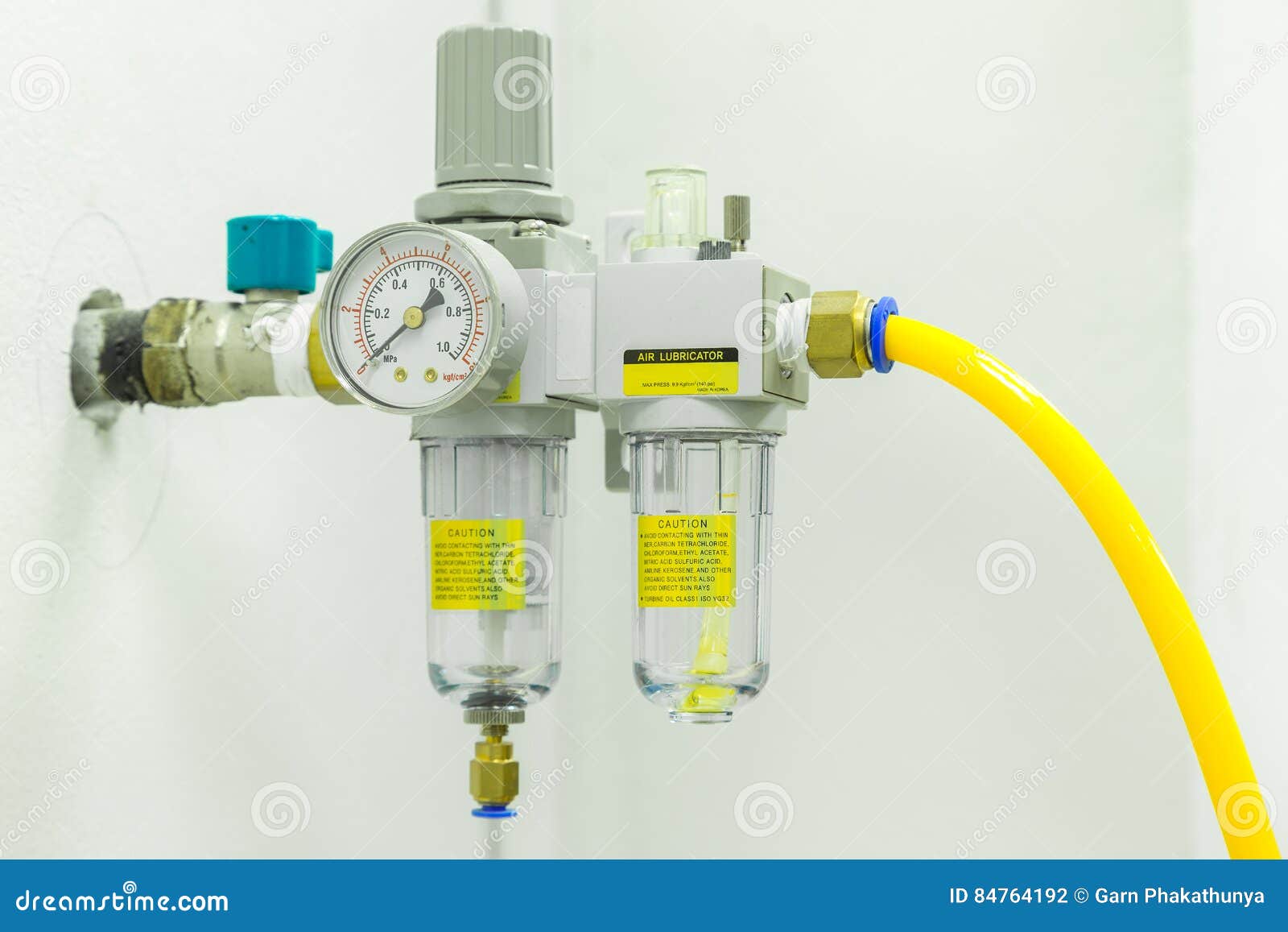 Compressed Air Filter Regulator Lubricator. Stock Photo Image of