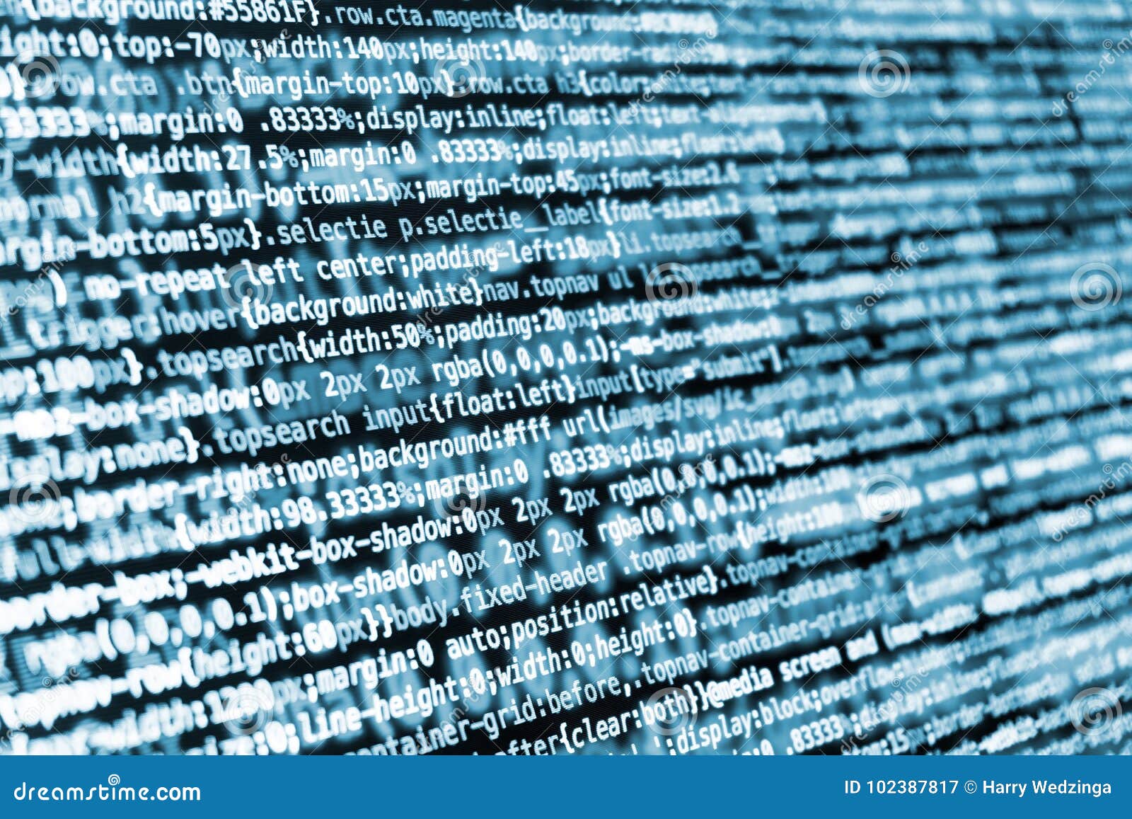 CSS Programming Code on Screen in Blue Tones Stock Image - Image of ...