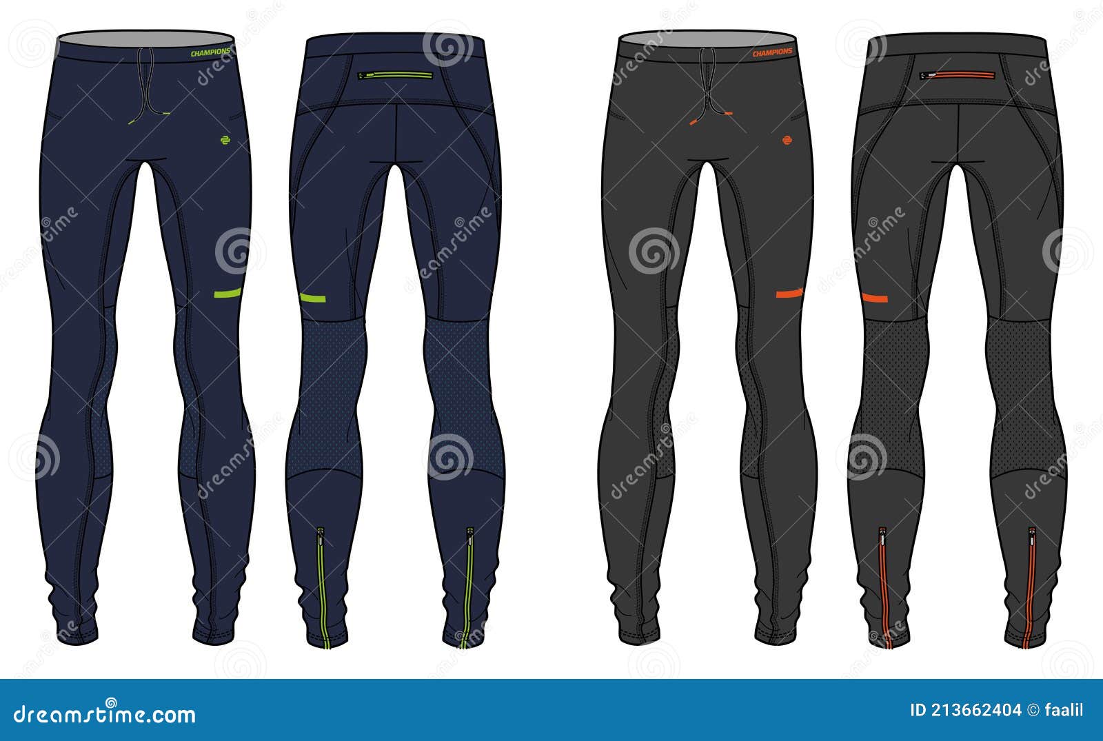 Compression Tights Pants Design Vector Template, Base Layer Performance ...