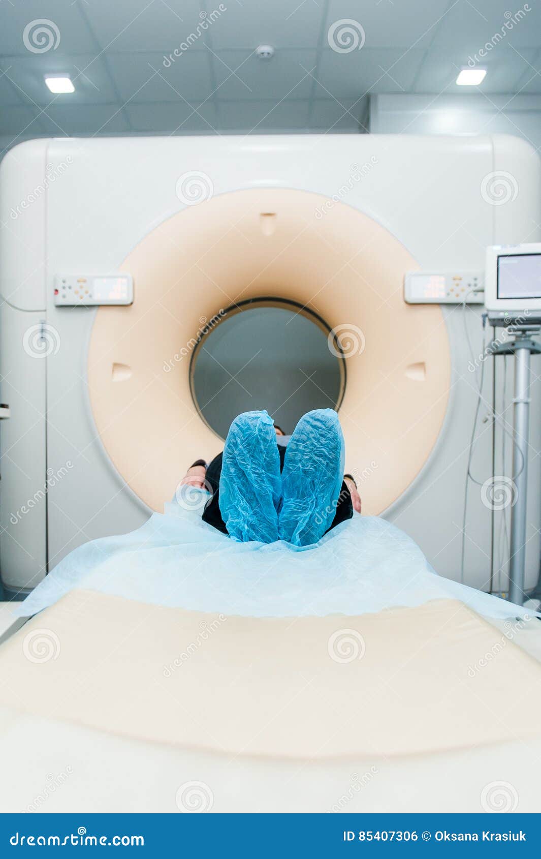 computed tomography or computed axial tomography scan machine in hospital room