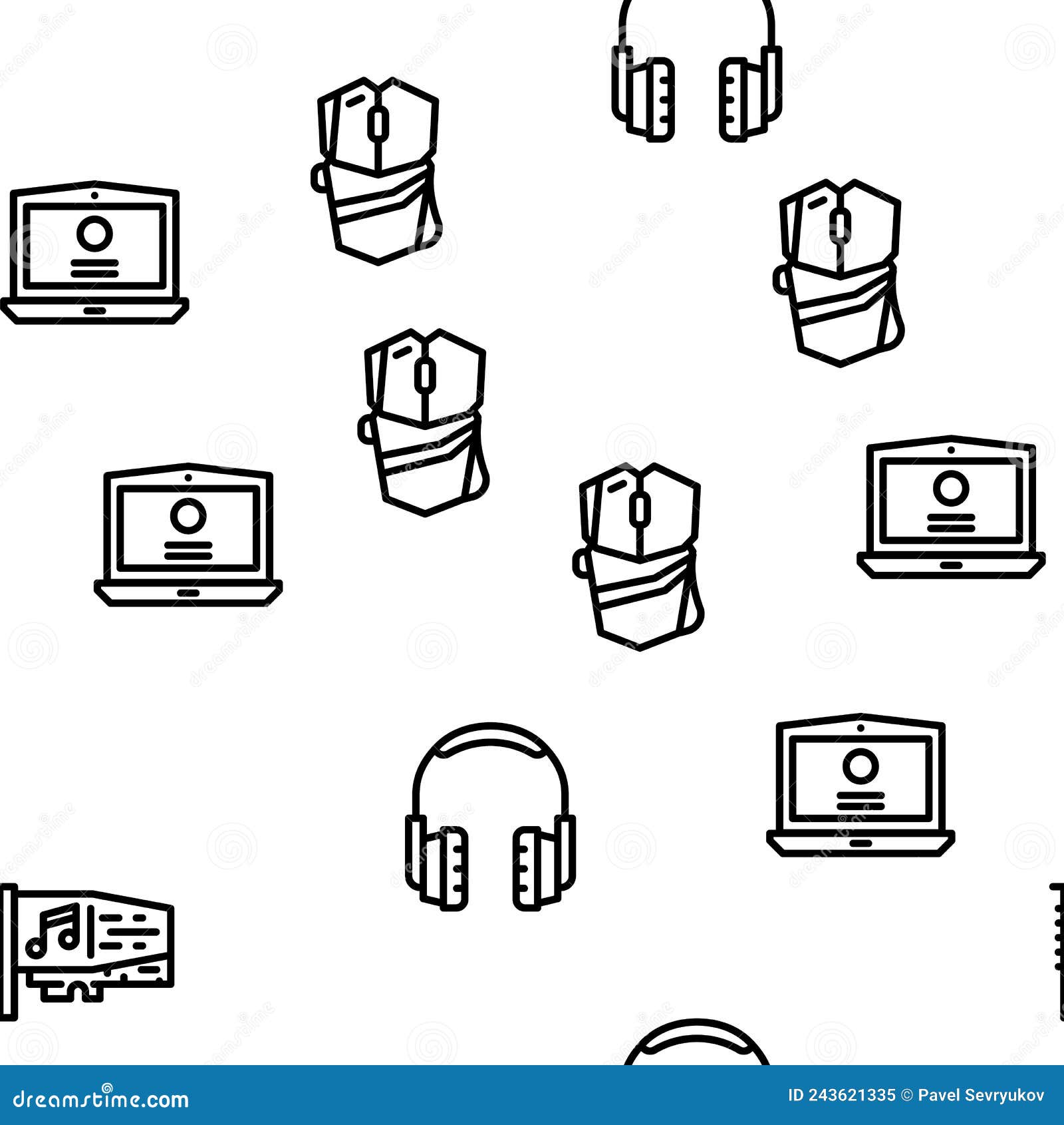 Computer Accessories and Parts Vector Seamless Pattern Stock Vector