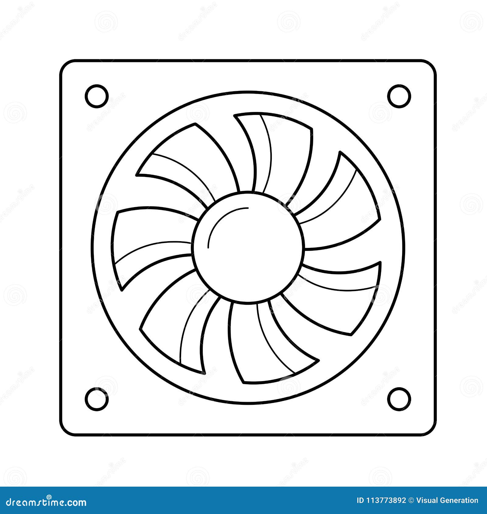 Fan Line Icon. Vector - Illustration of blower, draw: 113773892