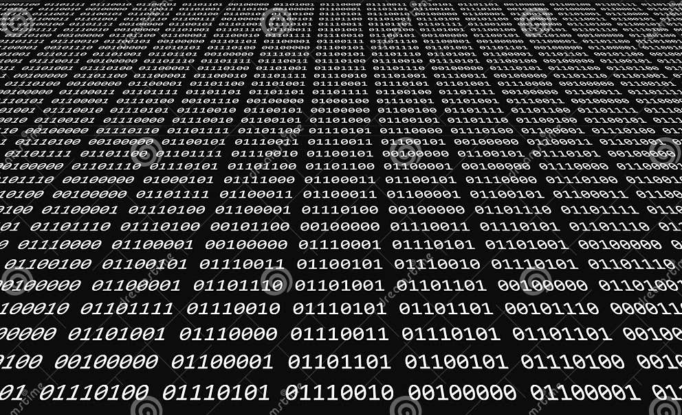 Computer Binary Code with Ones and Zeros Displayed on Black and White ...