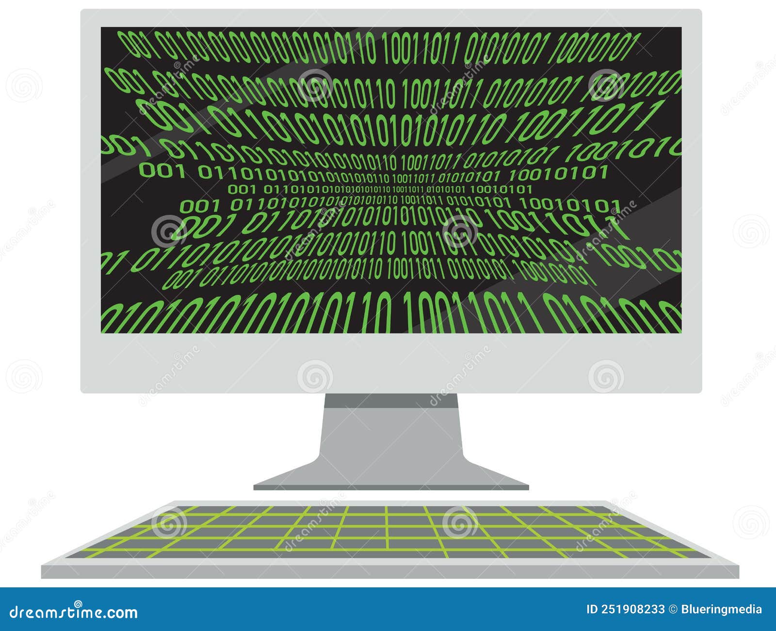 Computer with Binary Code Screen Stock Vector - Illustration of monitor ...
