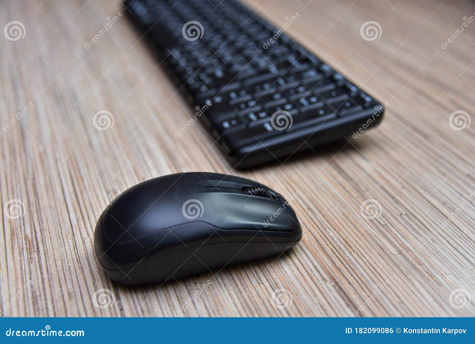 Computer Black Keyboard and Mouse on the Table Stock Photo Image of