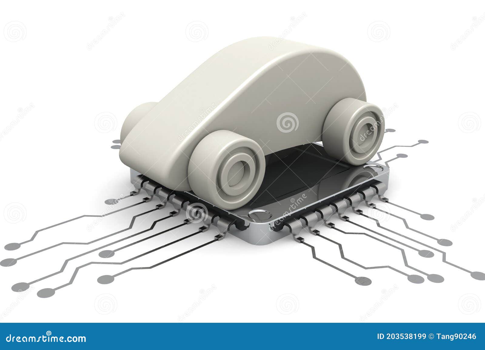 Computer Chip and Car Model Stock Illustration Illustration of