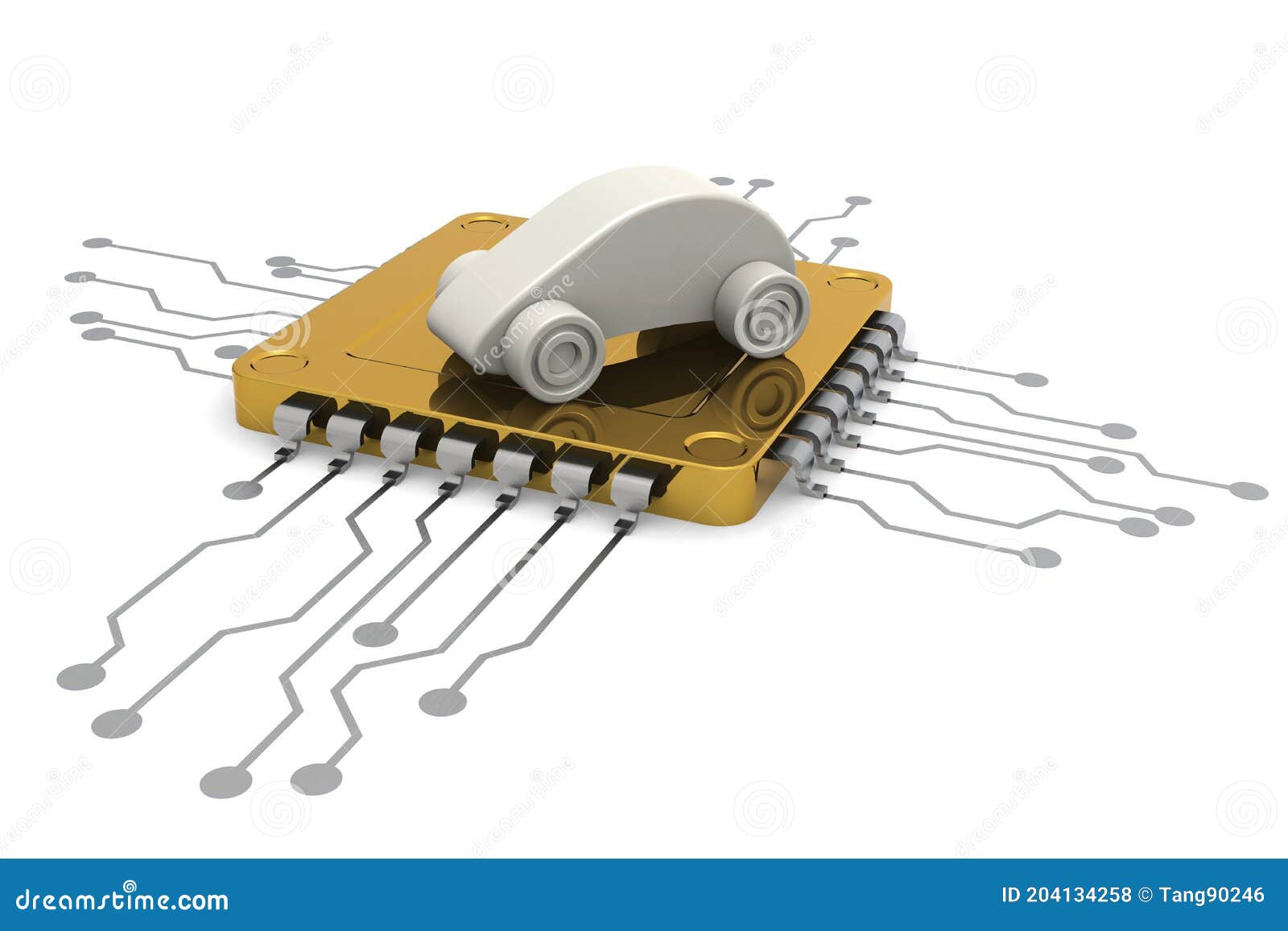 computer chip and car model