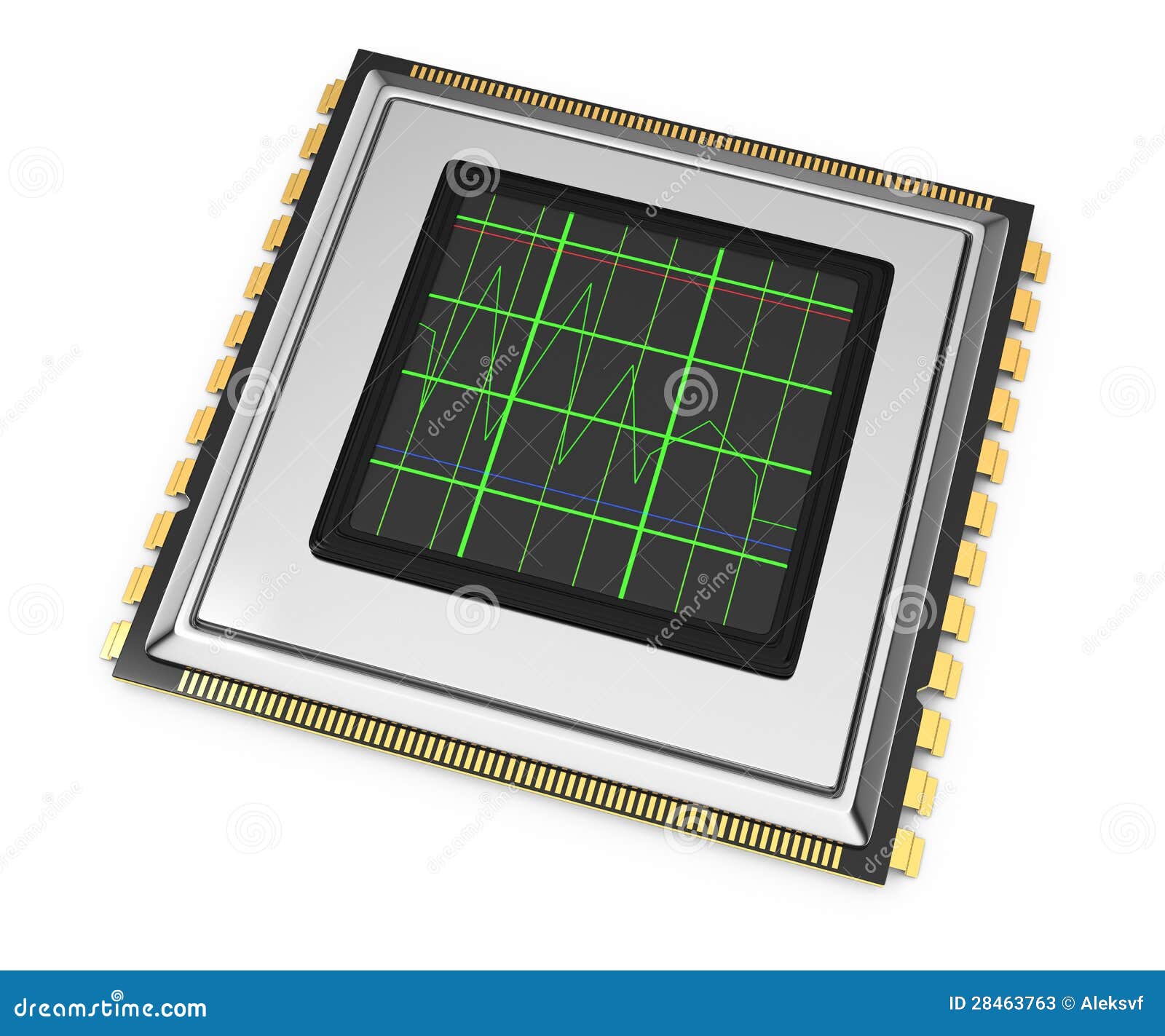 Computer Chip With Diagram Stock Illustration
