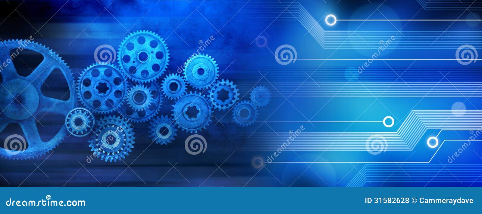 Computer Cogs Technology Banner Background Stock 