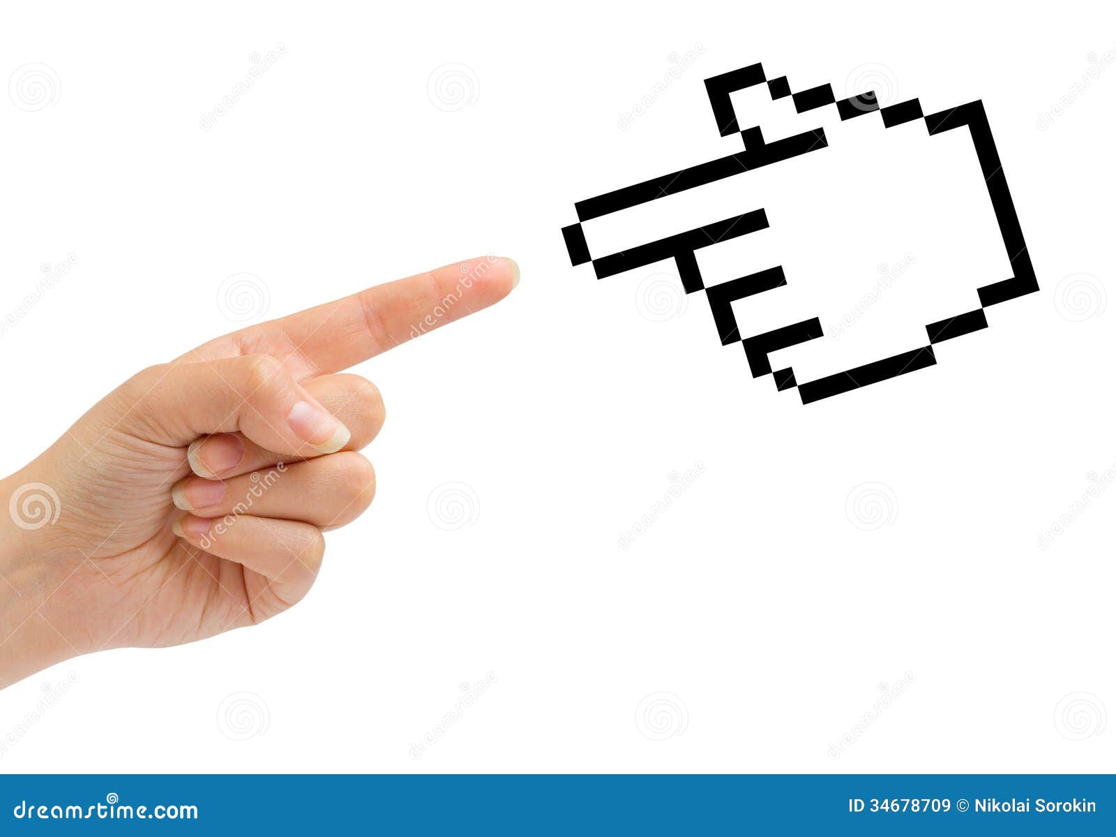 computer cursor and hand