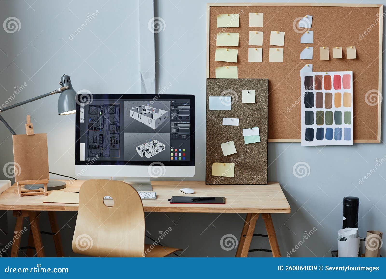 Computer With 3d House Model On Screen At Workplace Stock Image Image Computer With 3d House Model On Screen At Workplace Stock Image Image