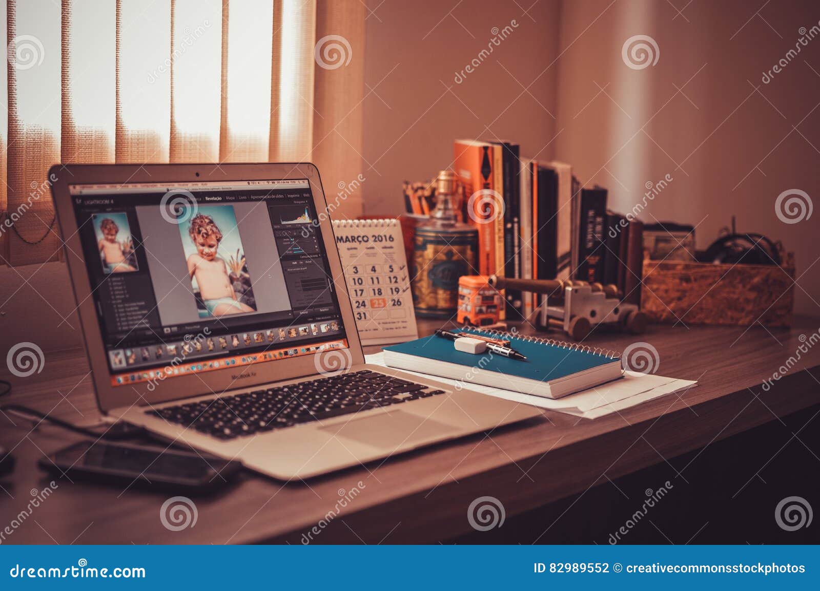 Computer On Desk Inside Home Picture Image 82989552