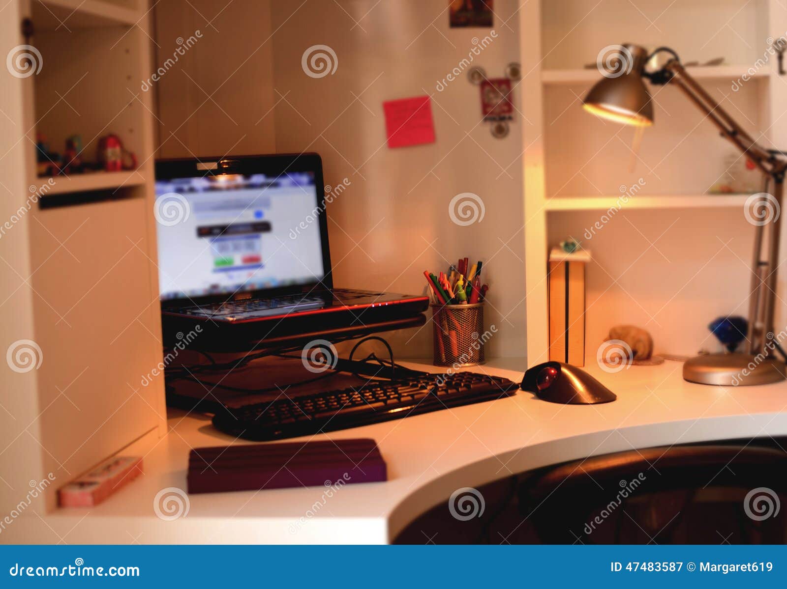 Computer Desk In Kids Room Stock Image Image Of Lamp Mouse