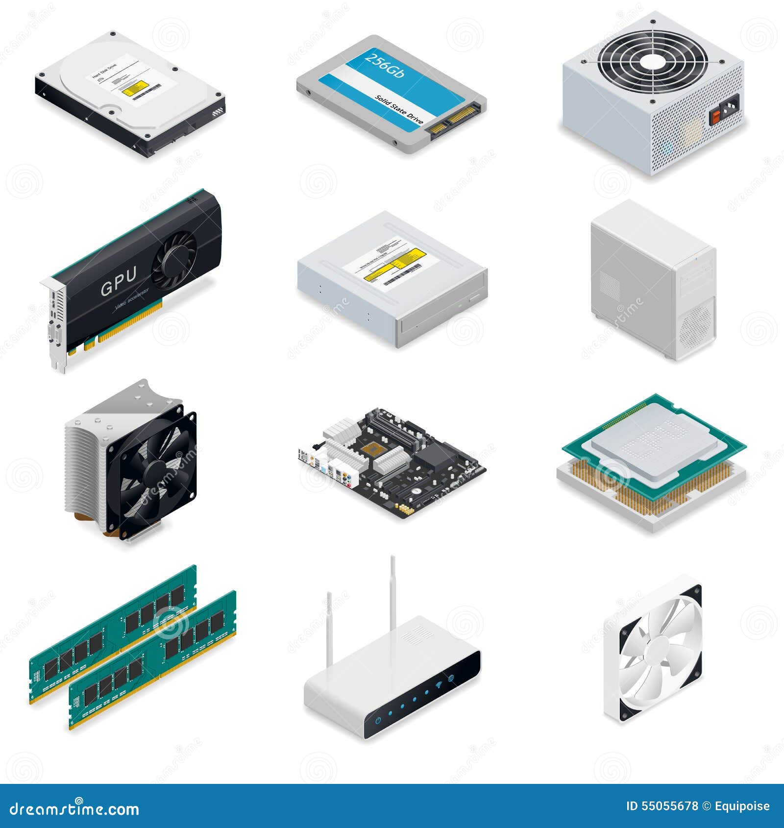 Computer Parts Isometric Set Inside Computer Stock Vector (Royalty Free)  1164017089