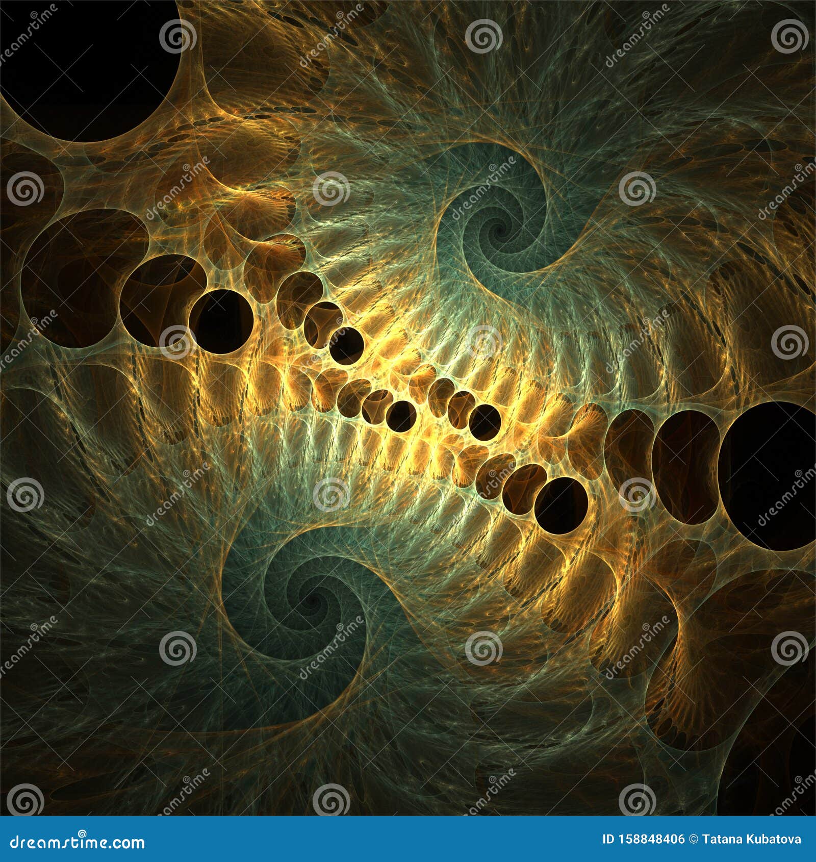 computer digital art abstract fractal object, delicate green yellow cobweb