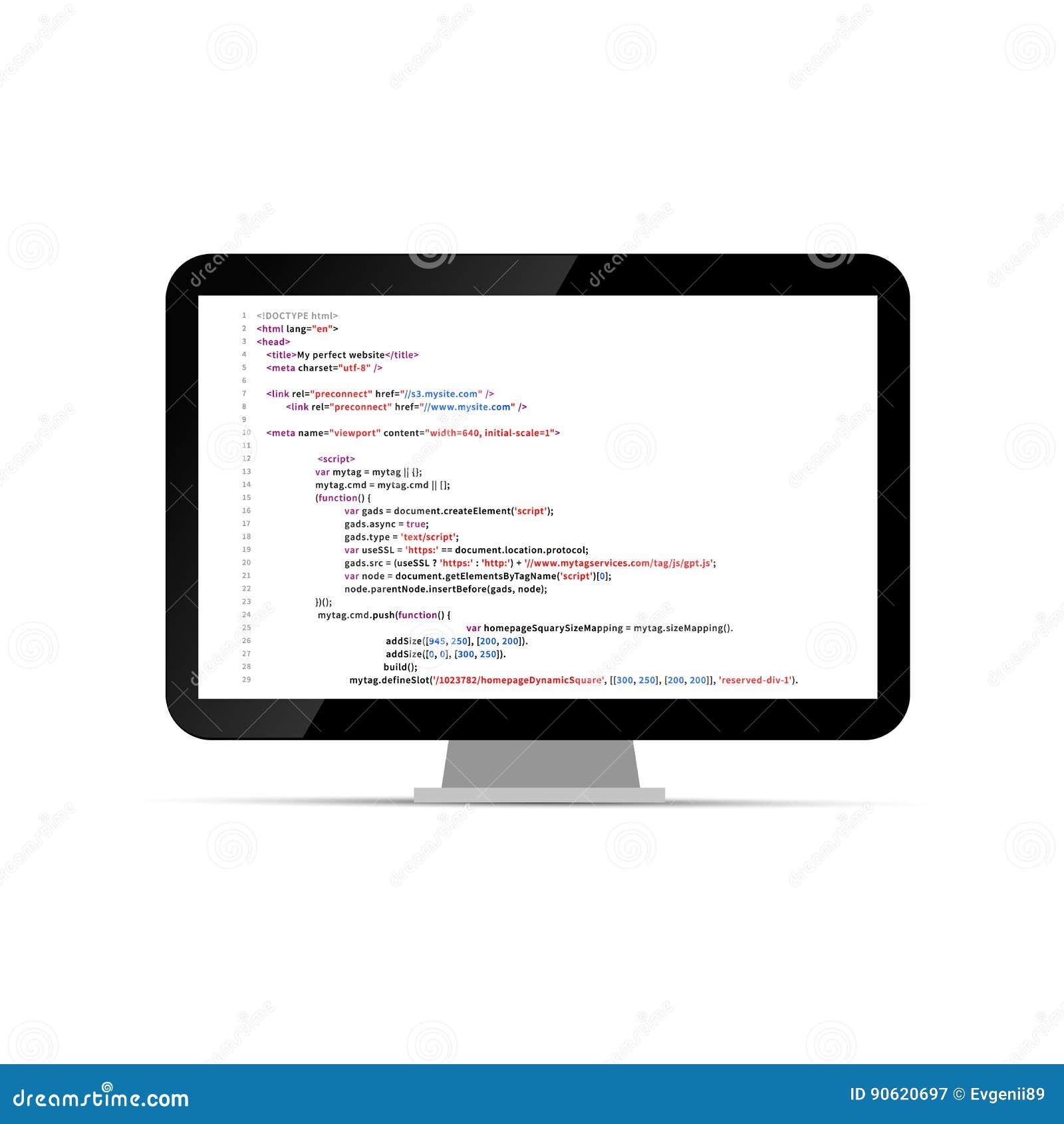 Download Computer Display With Simple Website HTML Code Stock ...