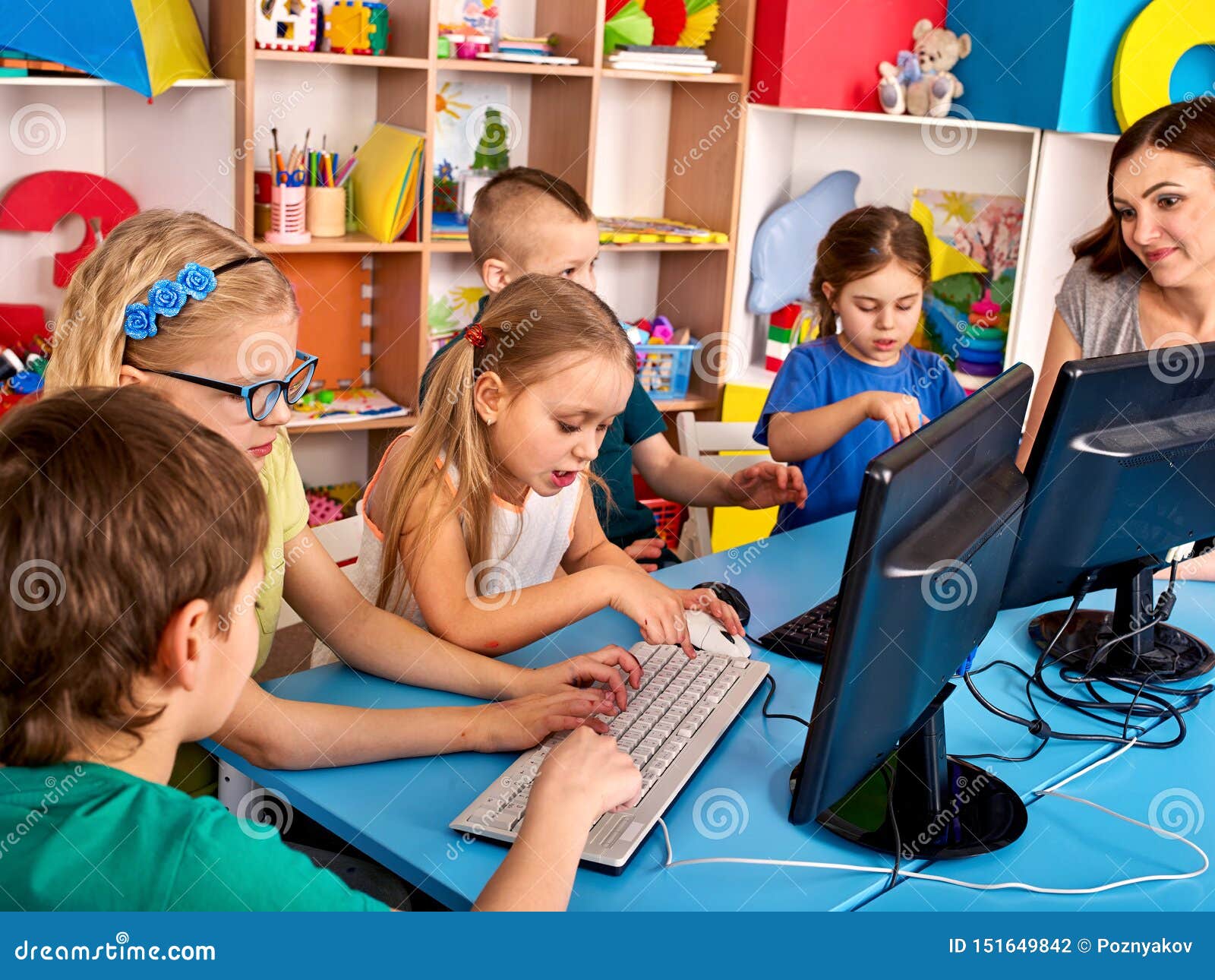 Computer Education Game for Children Stock Photo Image of monitor