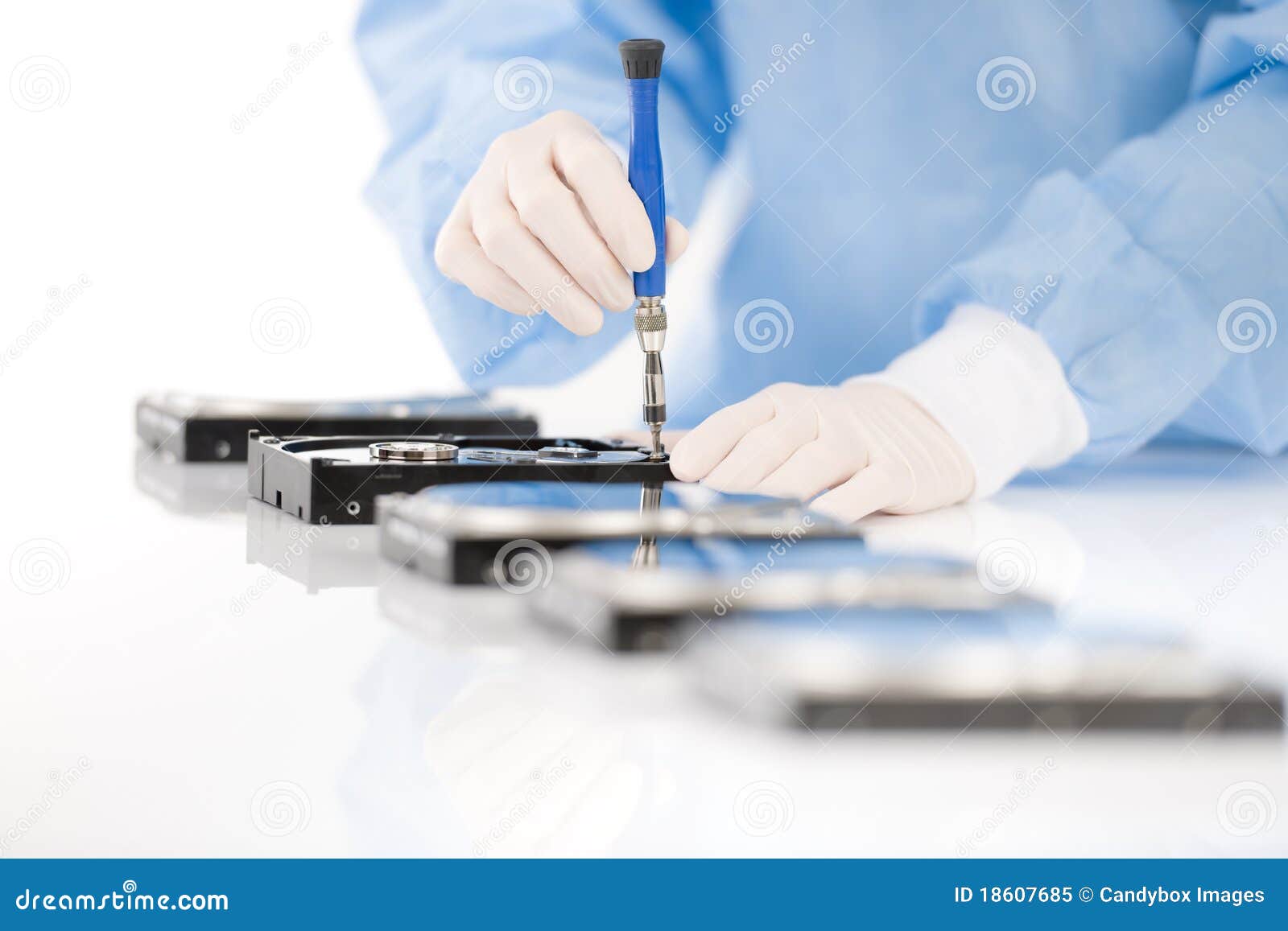 computer engineer repair hard disc defect, sterile