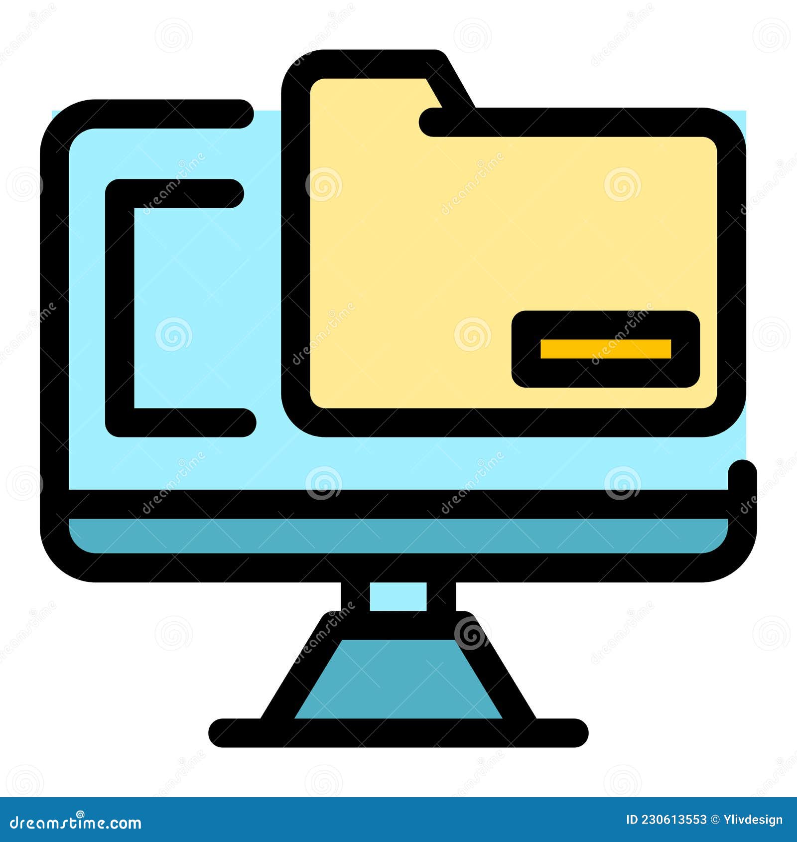 Computer File Folder Icon Color Outline Vector Stock Illustration Illustration of data, color