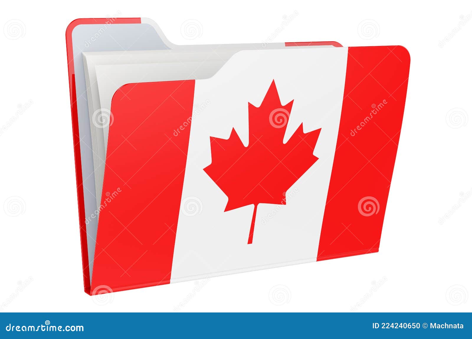 Computer Folder Icon with Canadian Flag. 3D Rendering Stock