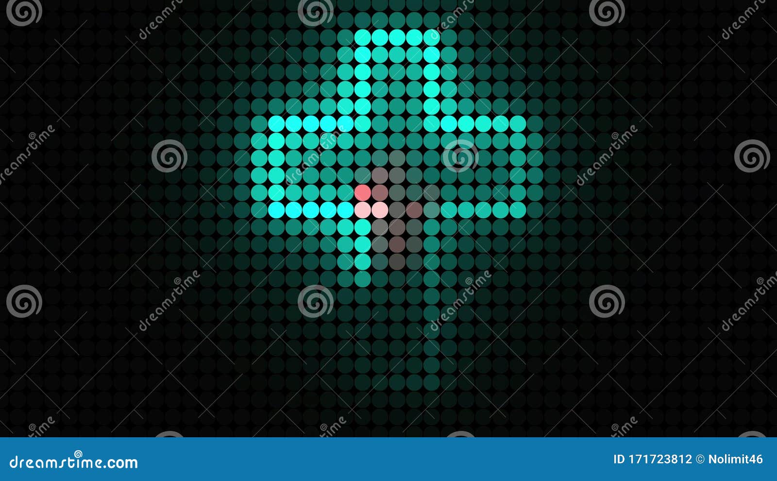computer generated bright display of running dottes lights. 3d rendering of led background