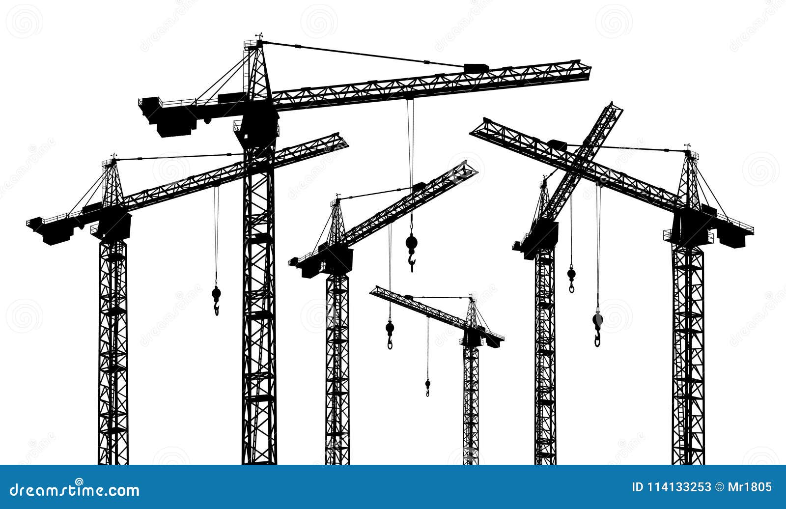 silhouette of construction cranes