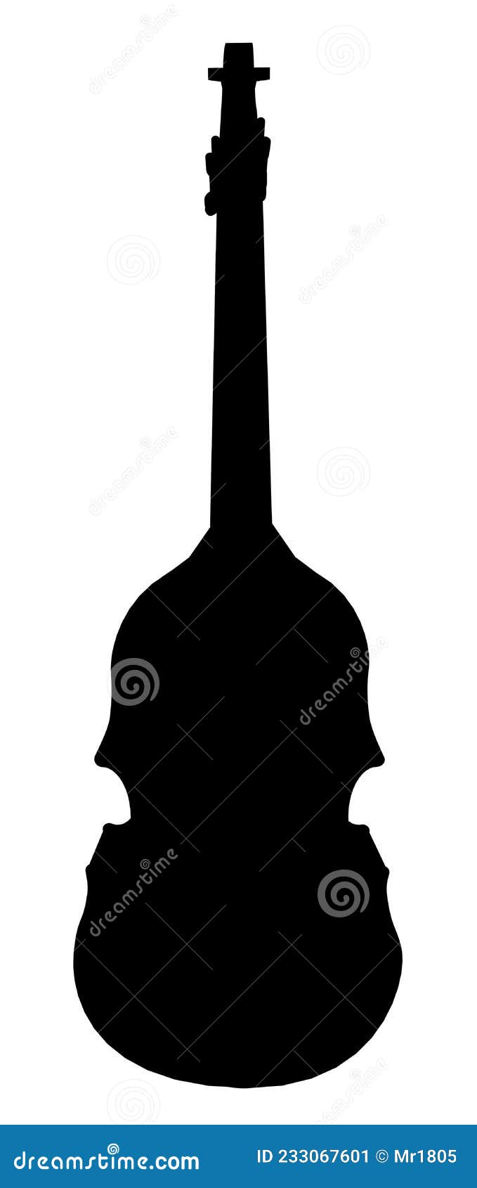 Silhouette with a Double Bass, String Instrument Stock Illustration
