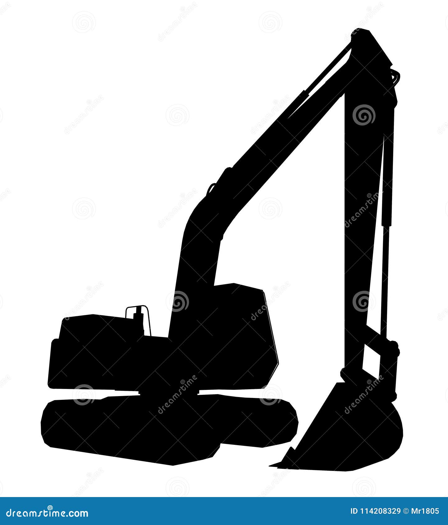Silhouette of an excavator stock illustration. Illustration of