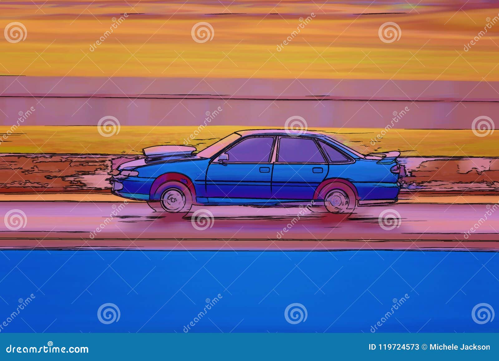 Cartoon of a Racing Motor Car Stock Illustration Illustration of