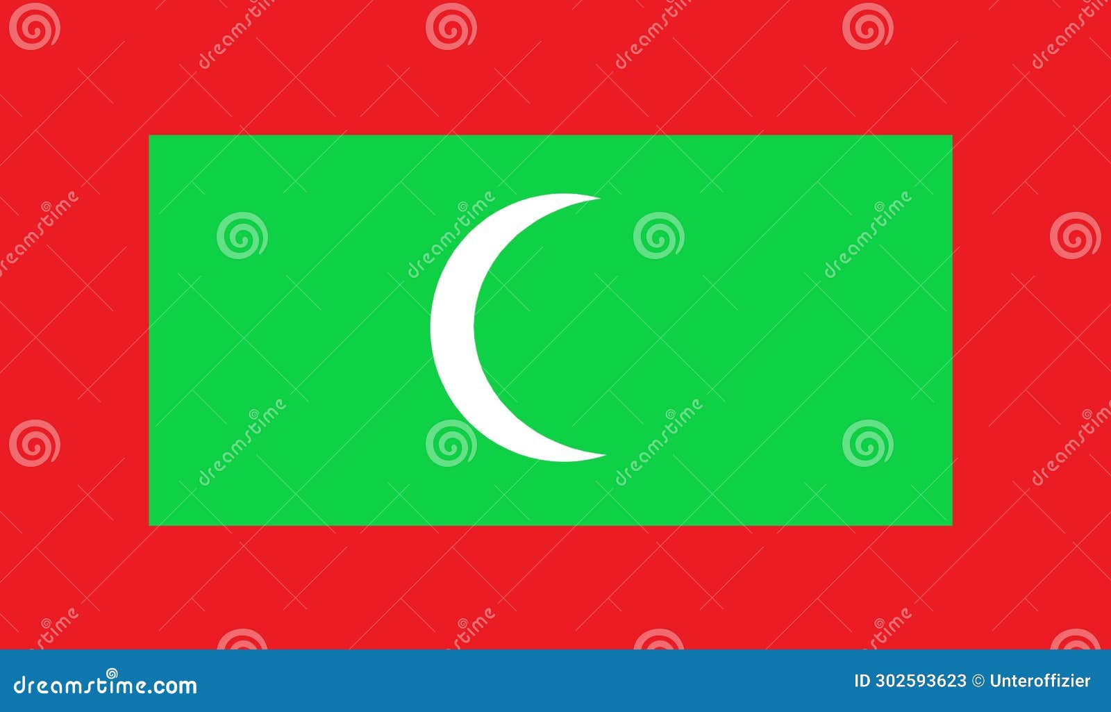 The Flag of Maldives White Crescent Moon within a Green Rectangle