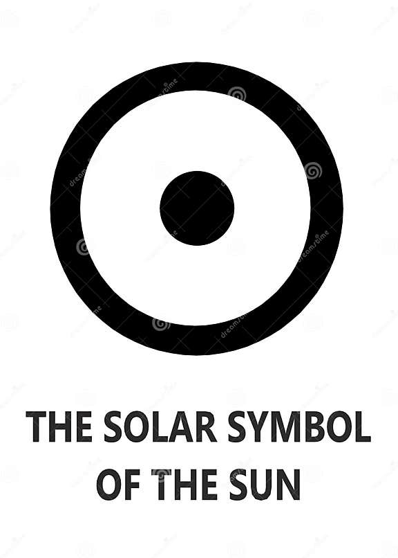The Solar Symbol of the Sun with Description Words White Backdrop Stock