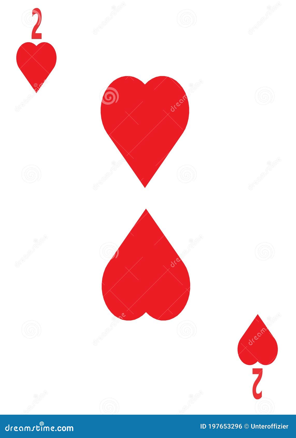 The Two of Hearts Card in a Regular 52 Card Poker Playing Deck Stock