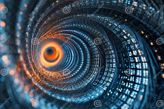 Computer Generated Image of a Black Hole, Binary Code Transformed into ...