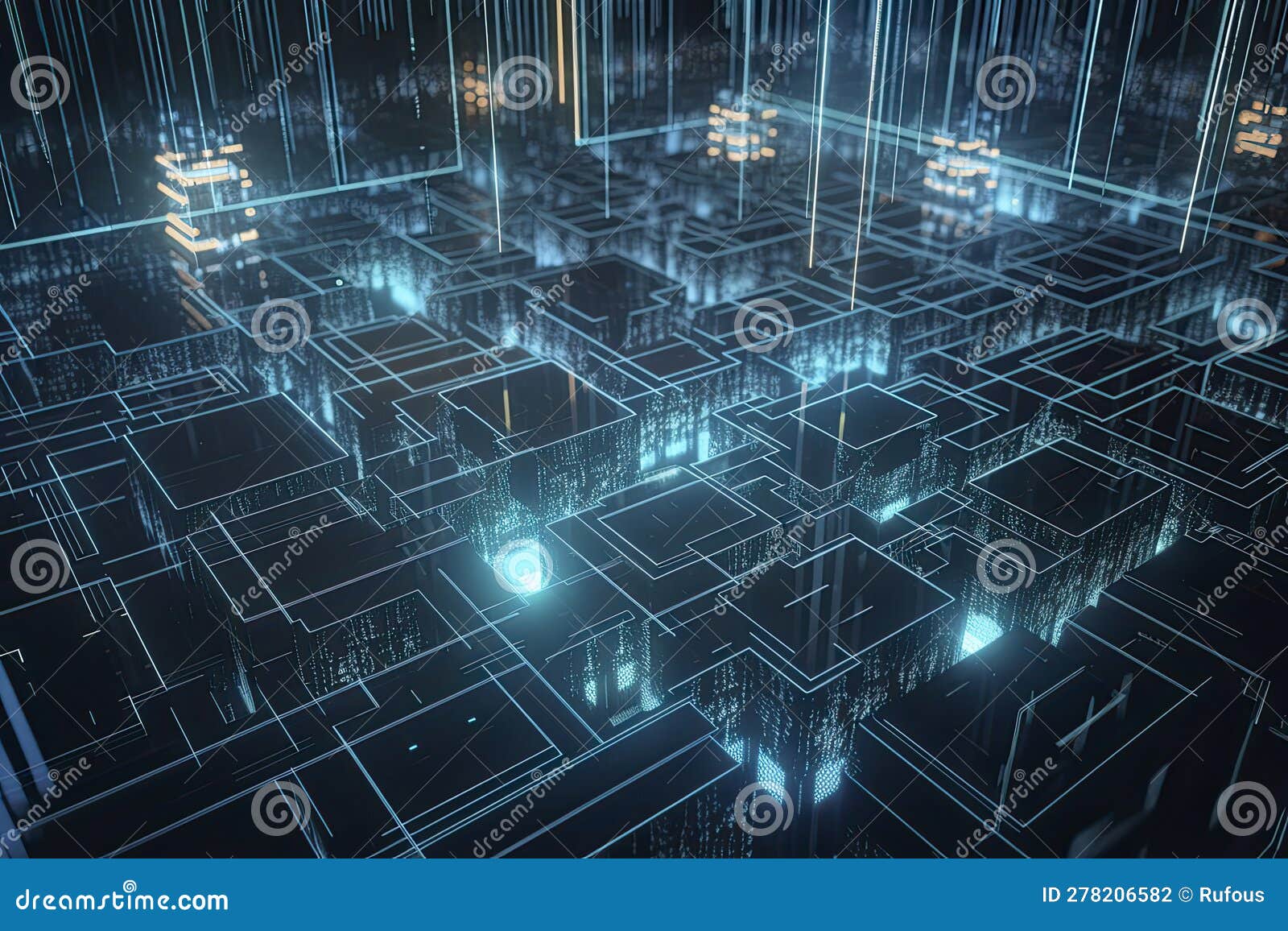Computer Geometric Digital Connection Structure. Business Inteligence ...