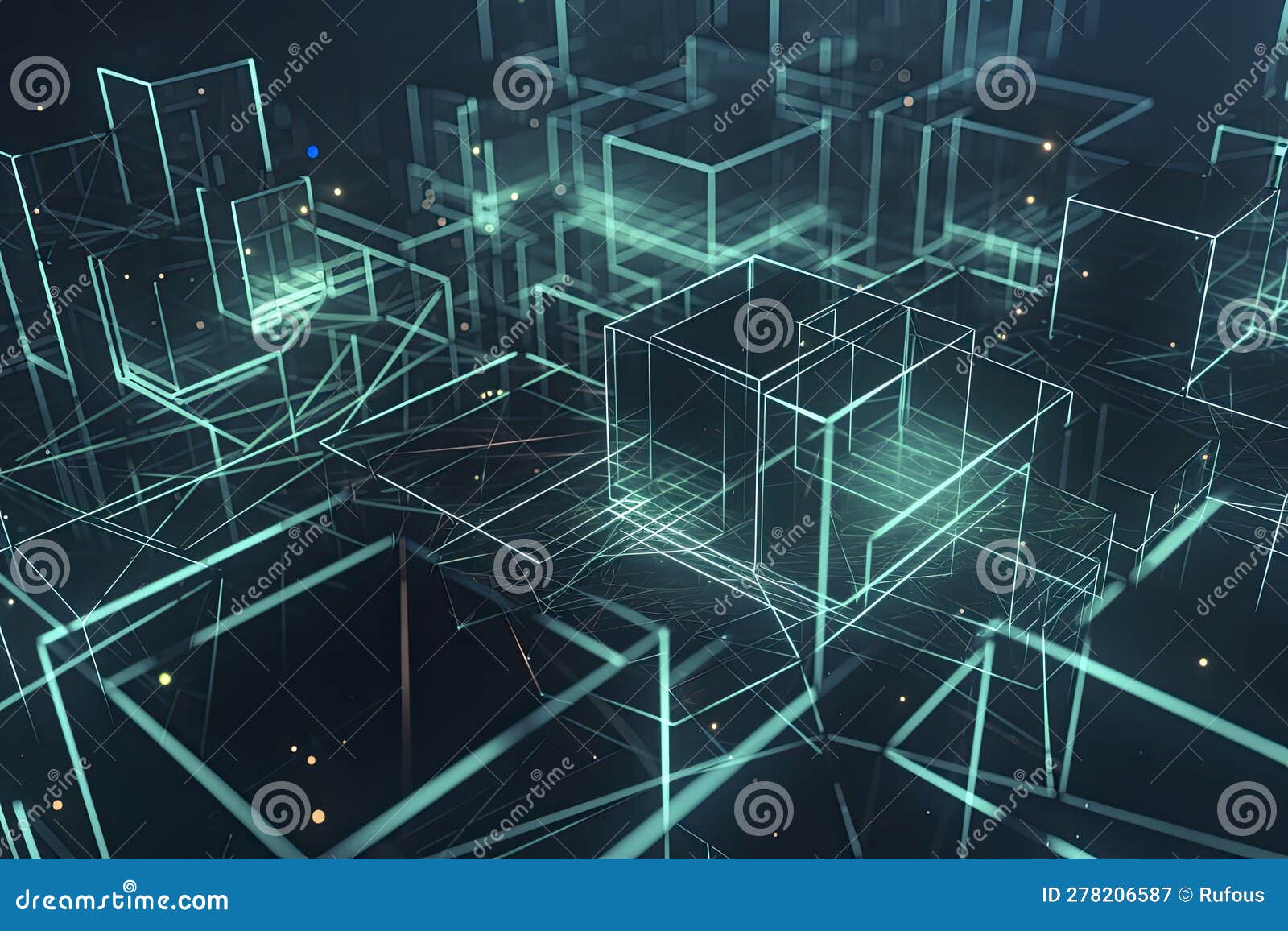 Computer Geometric Digital Connection Structure. Business Inteligence ...
