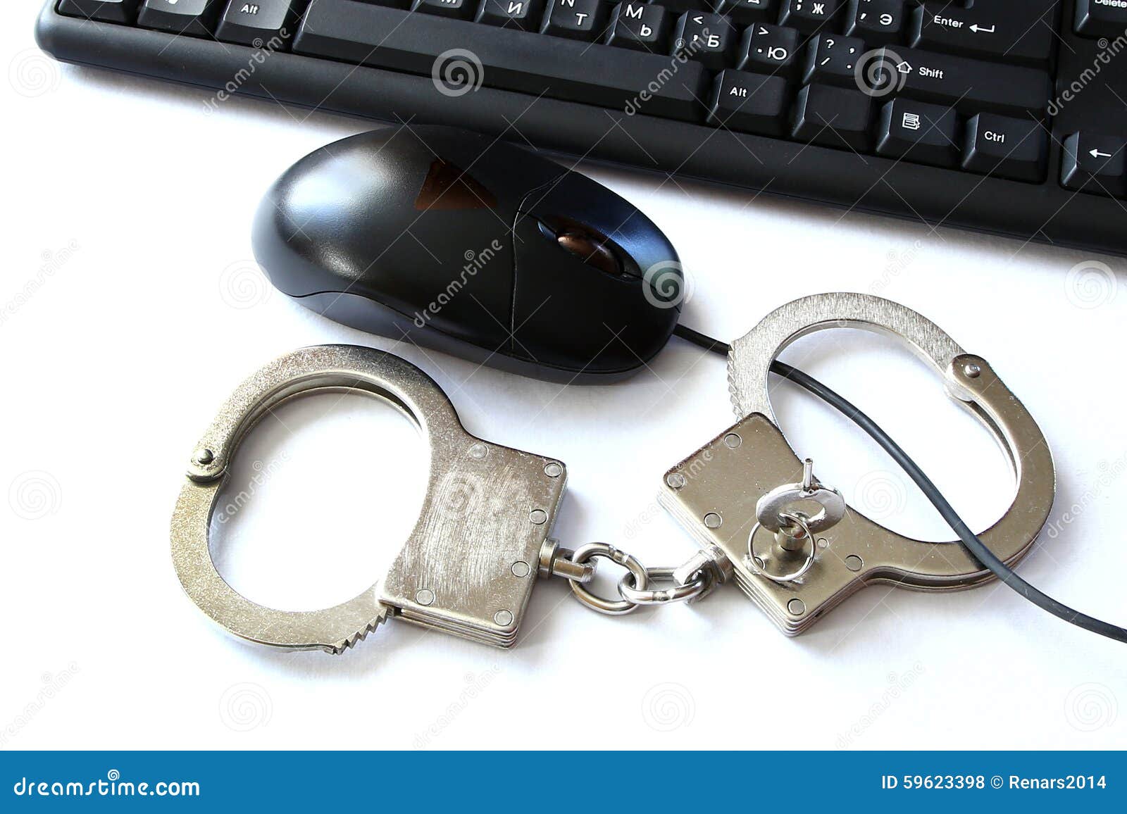 Computer Hacker Equipment and Hand Cuffs Stock Photo Image of