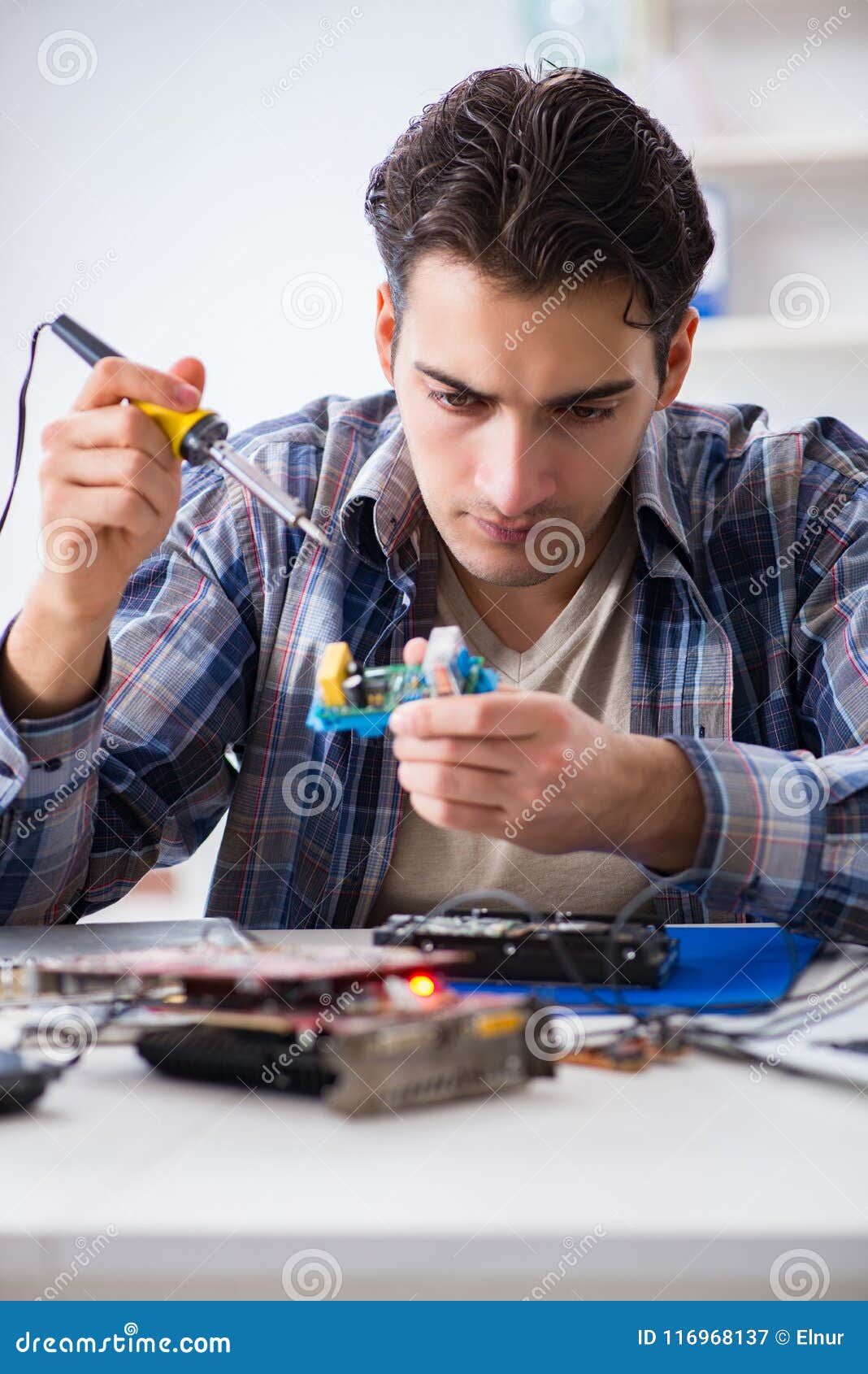 Computer Hardware Repair and Fixing Concept by Experienced Techn Stock