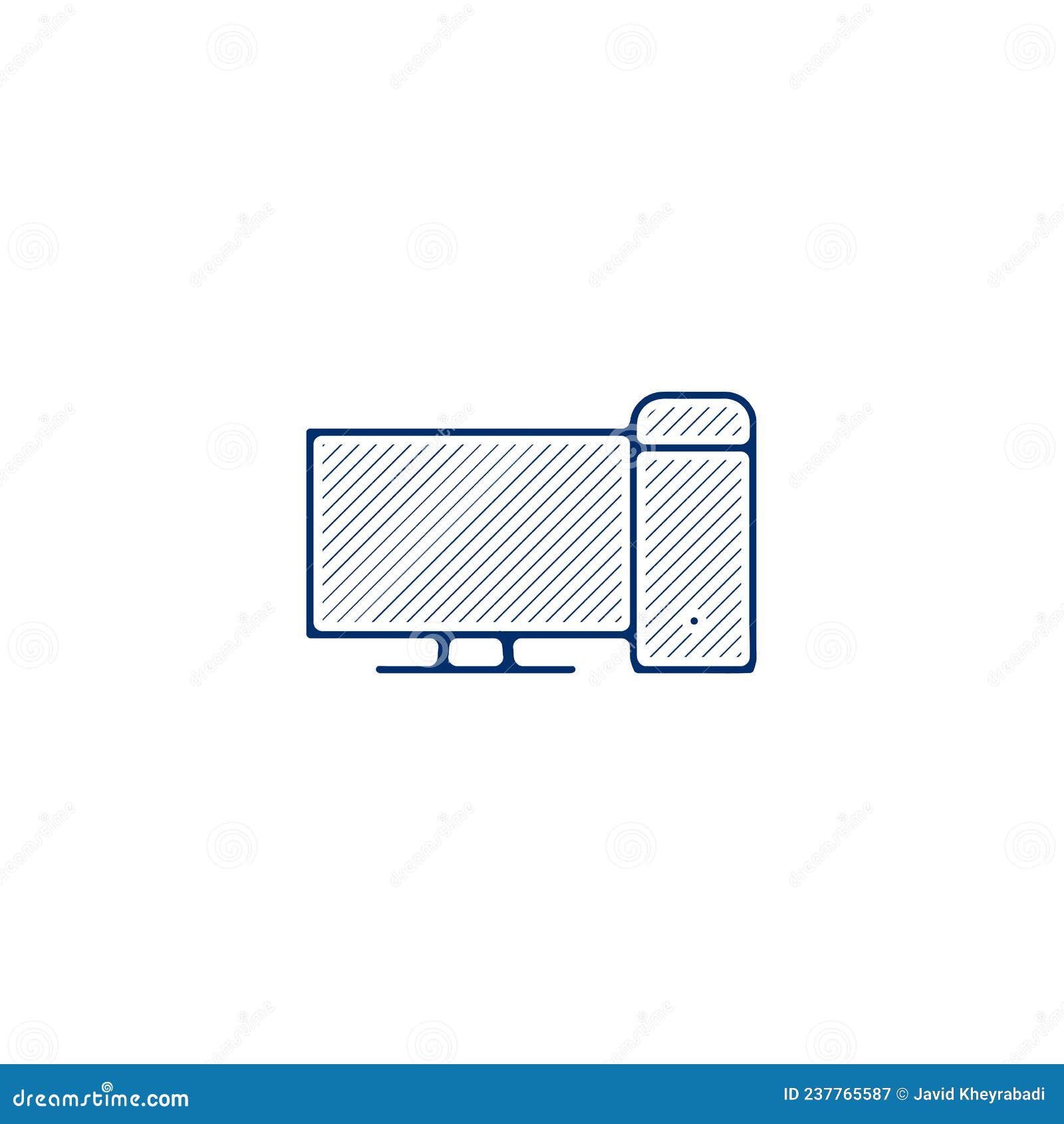 computer icon. pc line icon. computer linear hand drawn pen style line icon