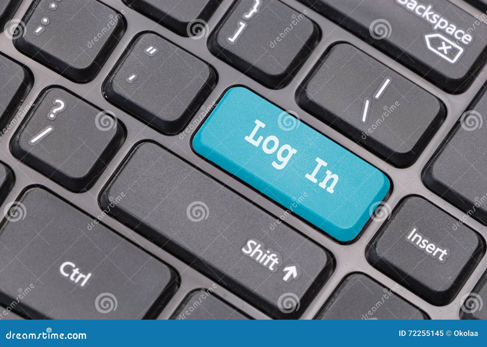 Computer Keyboard Closeup with Log in Text Stock Image Image of