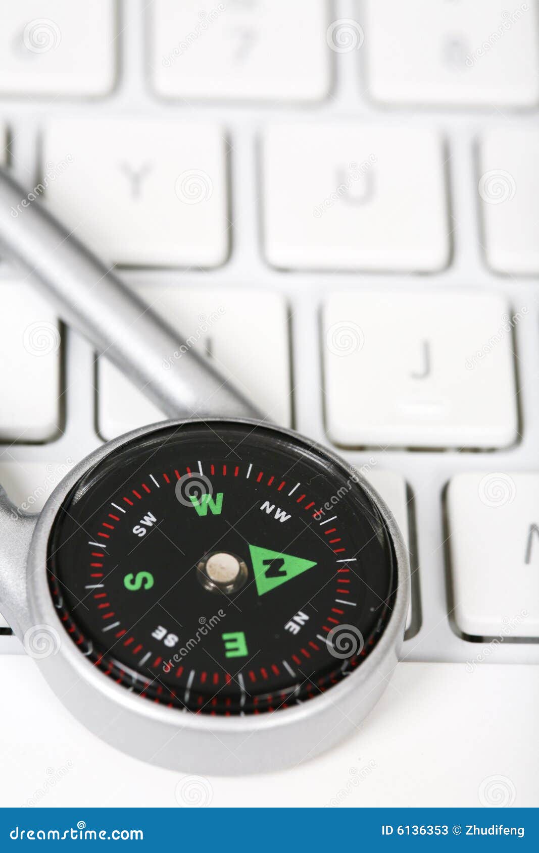 Computer Keyboard And Compass Picture. Image 6136353